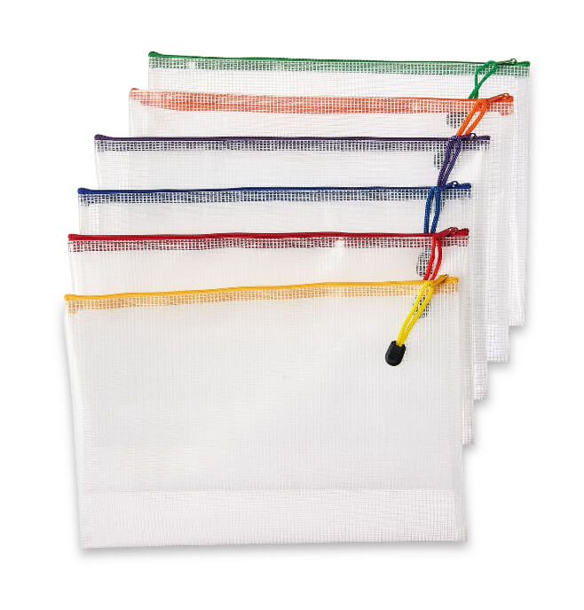 Pen + Gear Mesh Zipper Pouches, 6 Pack, Clear