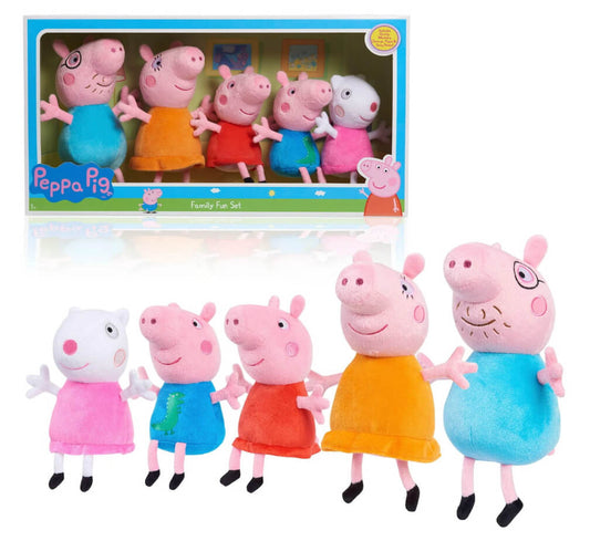 Peppa Pig Family Fun Set Plush 5-Pack (Daddy Pig, Mummy Pig, Peppa Pig, George Pig, & Suzie Sheep