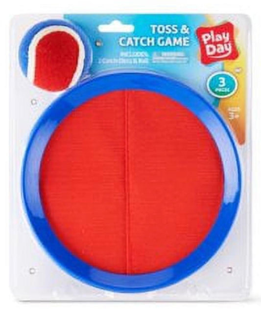 Play Day Toss & Catch Game, Red & Blue - 2 Discs & 1 Ball