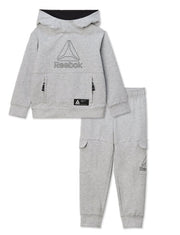 Reebok Baby and Toddler Boy Pullover Hoodie and Jogger Pants Outfit Set, 2-Piece, Heather Grey