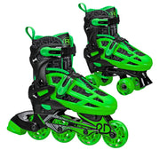 Roller Derby Boys 2-in-1 Roller/Inline Skates Black/Green, Size 3-6