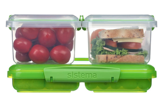 Sistema To Go Multi-Split Food Storage Containers with Lids, 3-Pack, Apple Green