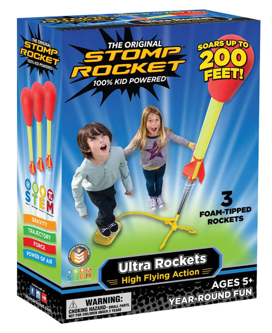 Stomp Rocket® Original Ultra Rocket Launcher for Kids, Soars 200 Ft, 3 Rockets and Adjustable Launcher