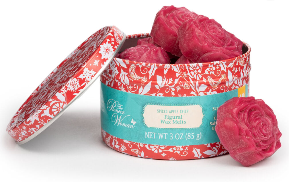 The Pioneer Woman Figural Wax Melts, 10 Rose-Shaped Pieces in Vintage Tin