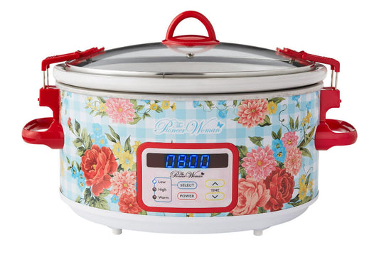 The Pioneer Woman Sweet Rose 6-Quart Stainless Steel Digital Slow Cooker