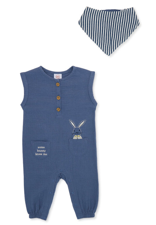 Wonder Nation Baby Boy Bunny Romper and Bandana Set, 2-Piece