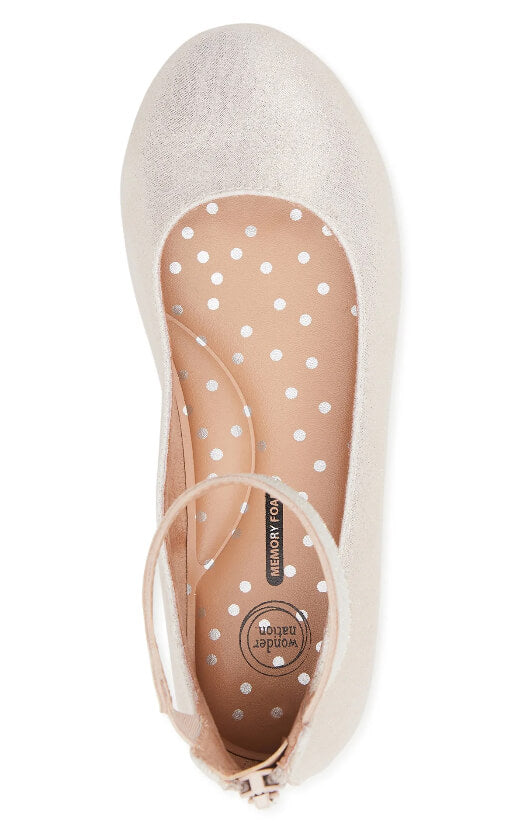 Wonder Nation Little and Big Girl Ballet Flats with Ankle Strap