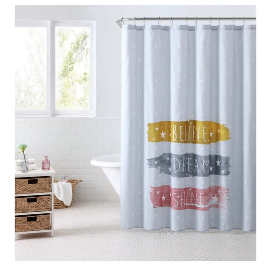 Your Zone Believe, Dream, Shine Microfiber Fabric Shower Curtain